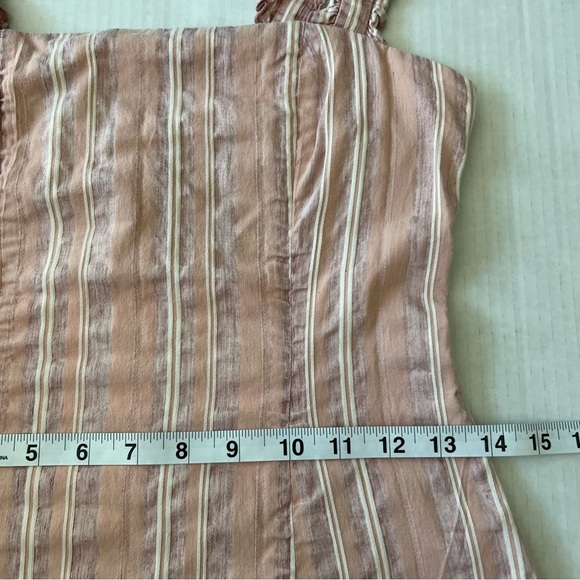 Alexis  Linen Blend The Brandy Mini Dress Ruffle Hem in Rose Stripe SZ XS - Picture 15 of 16